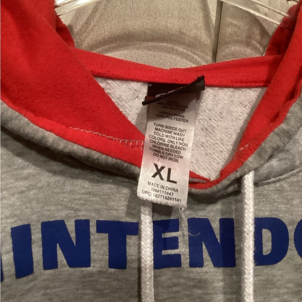 Throwback Nintendo Men's Gray and Red Hoodie - Picture 2 of 6